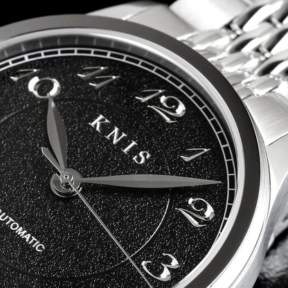 KNIS KOKU Automatic Breguet Numerals Black / Engraved Dial Stainless Steel Bracelet (KN005-BGBKRC)