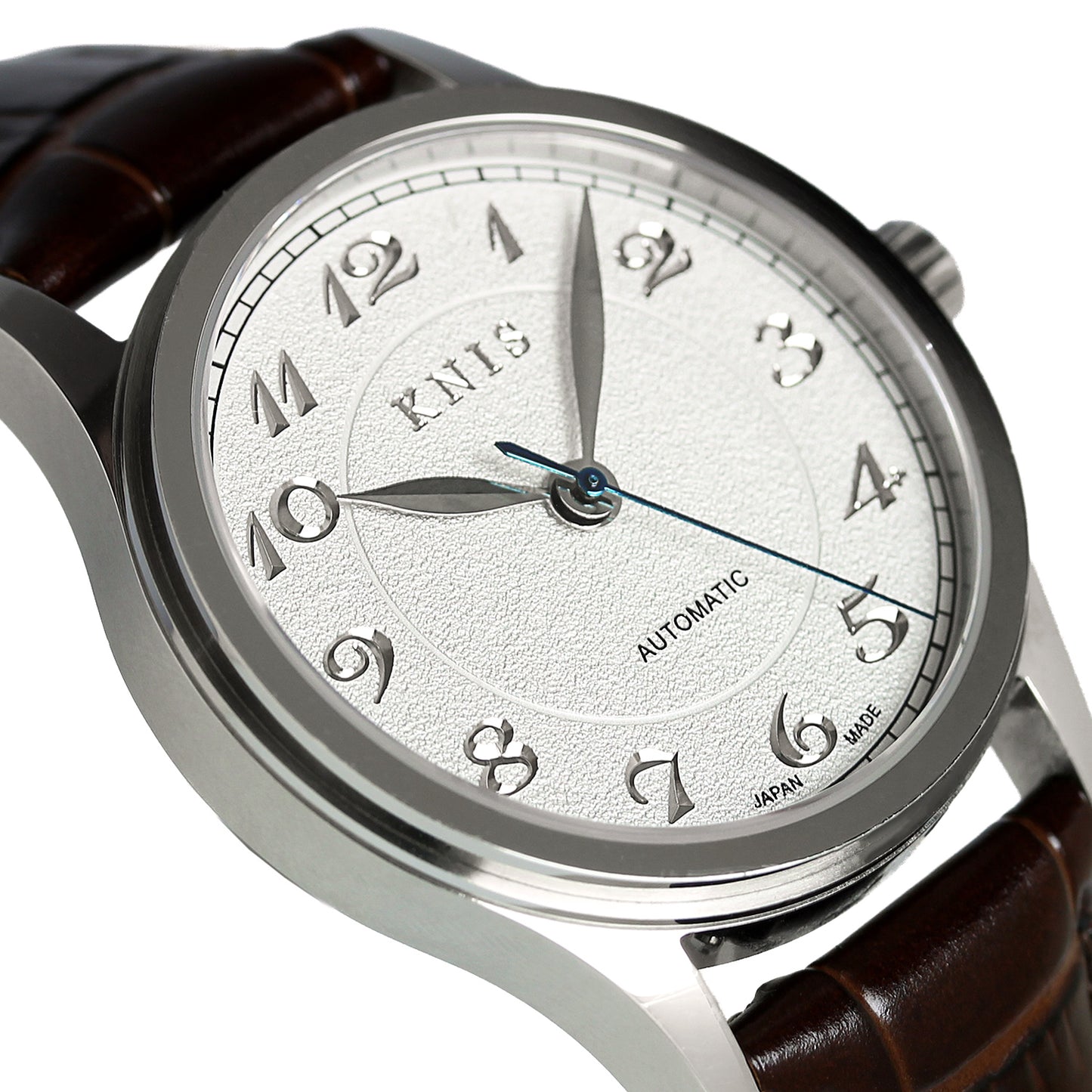 KNIS KOKU Automatic Breguet Numerals White / Engraved Dial Leather Strap (KN005-BGWHLE)