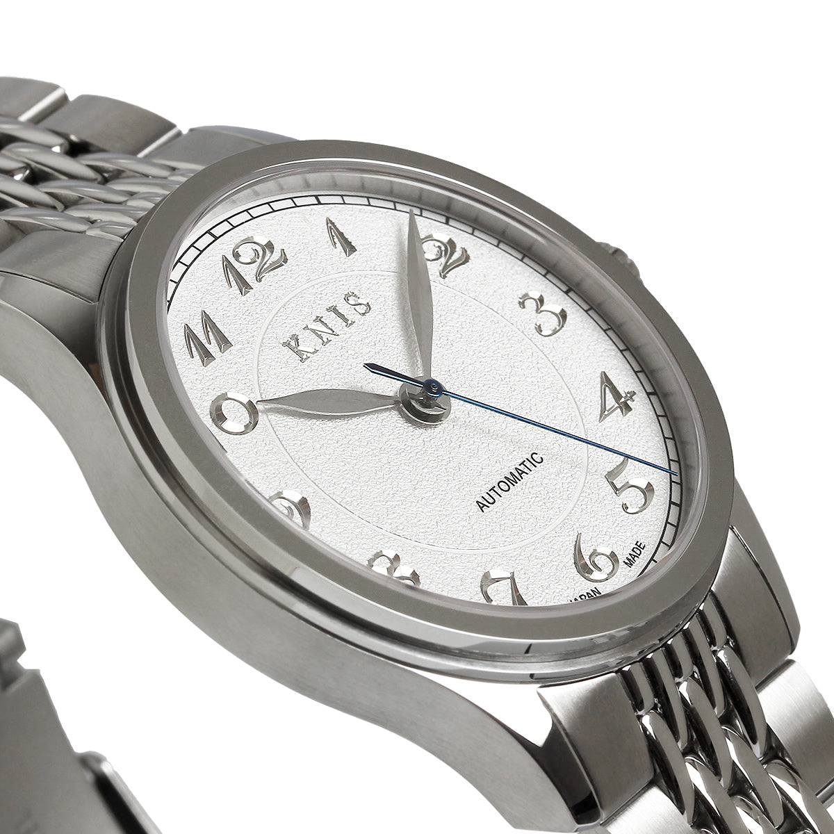 KNIS KOKU Automatic Breguet Numerals White / Engraved Dial Stainless Steel Bracelet (KN005-BGWHRC)