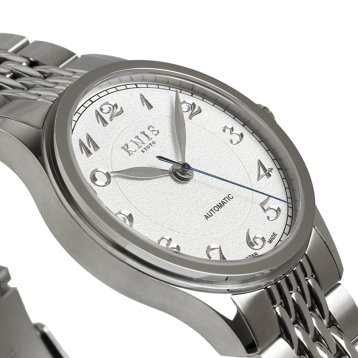KNIS KOKU Automatic Breguet Numerals White / Engraved Dial Stainless Steel Bracelet (KN005-BGWHRC)