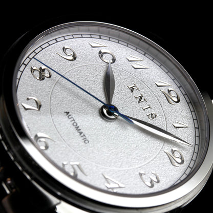 KNIS KOKU Automatic Breguet Numerals White / Engraved Dial Leather Strap (KN005-BGWHLE)