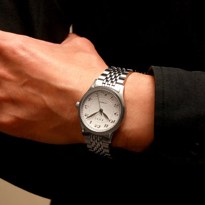 KNIS KOKU Automatic Breguet Numerals White / Engraved Dial Stainless Steel Bracelet (KN005-BGWHRC)