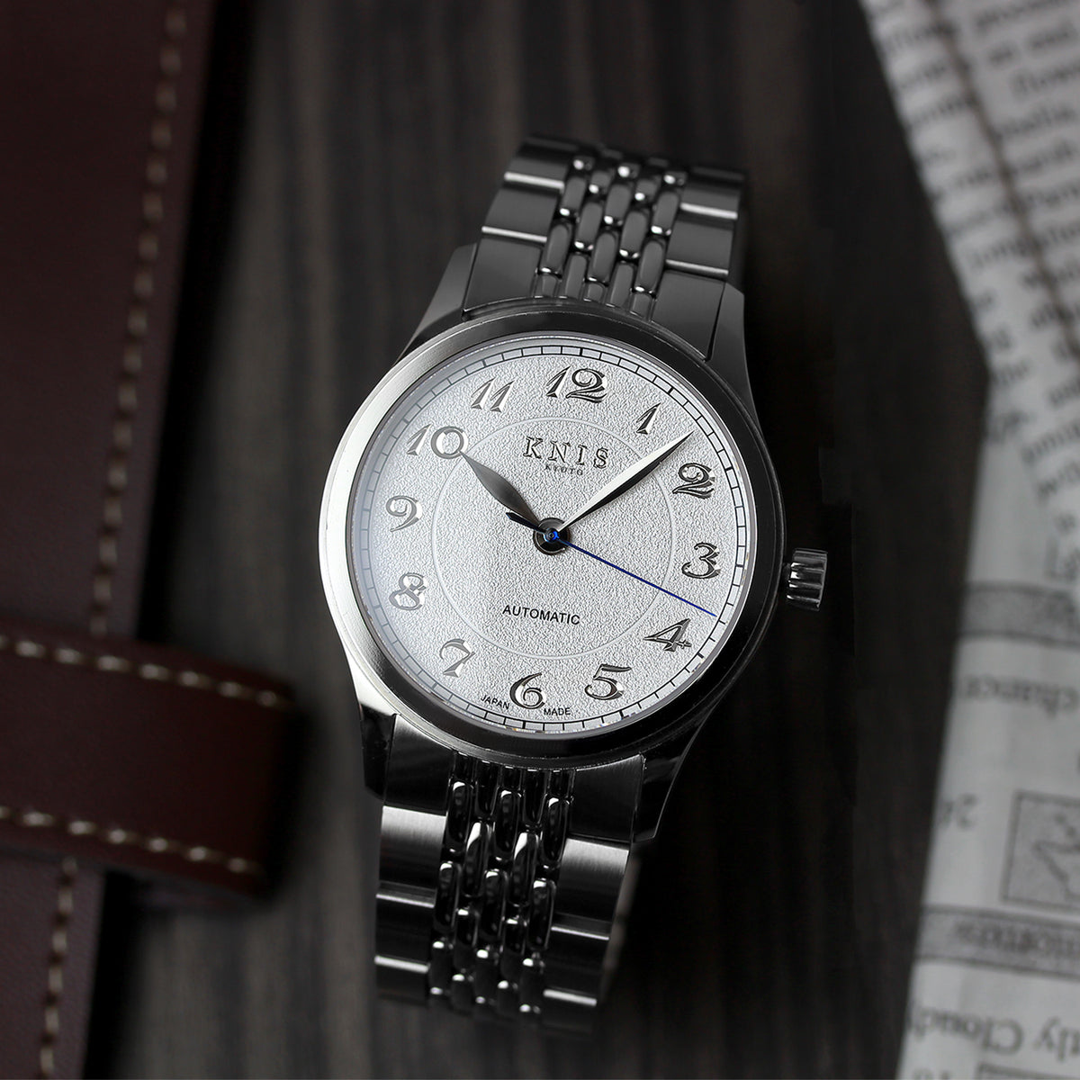 KNIS KOKU Automatic Breguet Numerals White / Engraved Dial Stainless Steel Bracelet (KN005-BGWHRC)