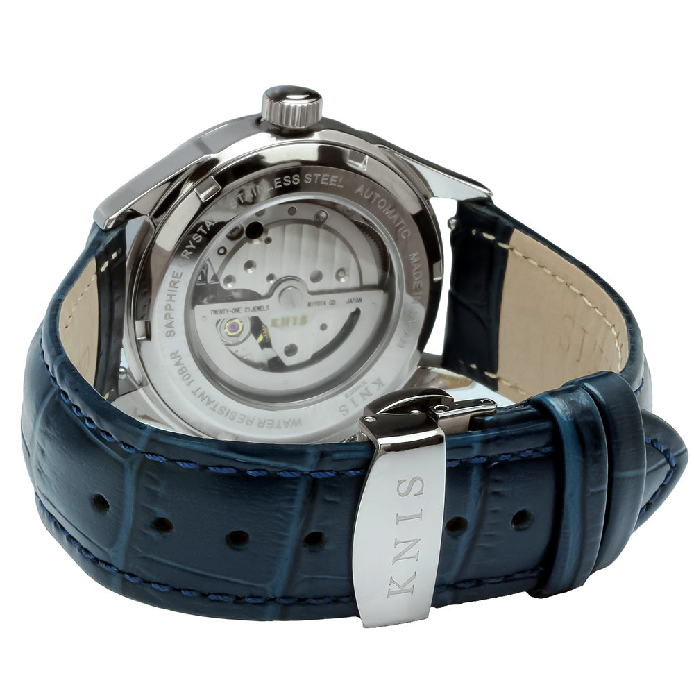 KNIS KODOU Small Seconds Automatic – Ice Blue / Blue Leather Strap (KN009-IBLBLLE)