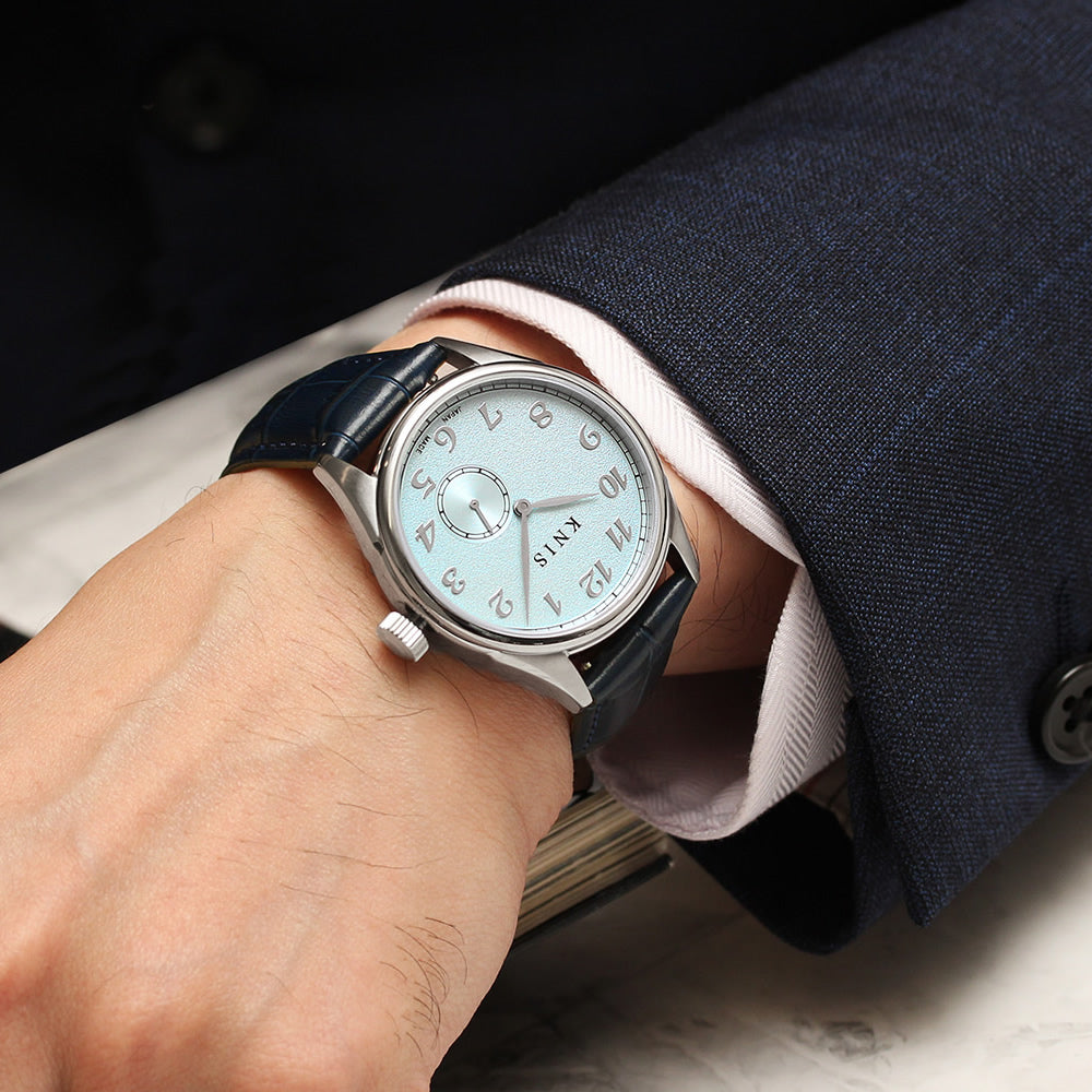 KNIS KODOU Small Seconds Automatic – Ice Blue / Blue Leather Strap (KN009-IBLBLLE)
