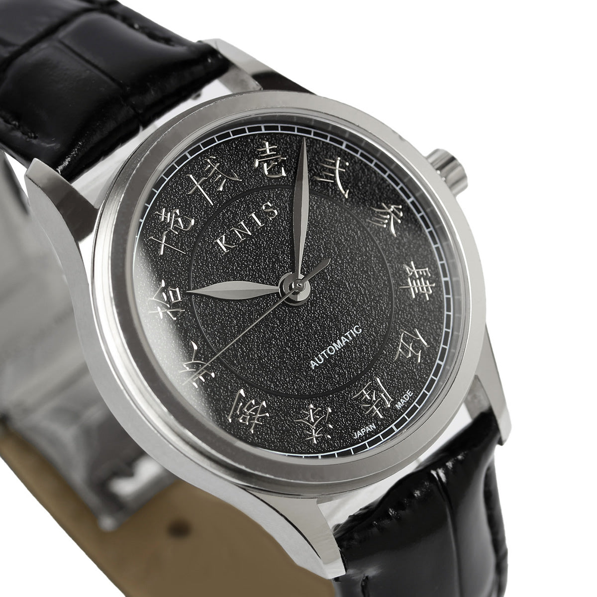 KNIS KOKU Automatic KANJI Black / Engraved Dial Leather Strap (KN005-KJBKLE)