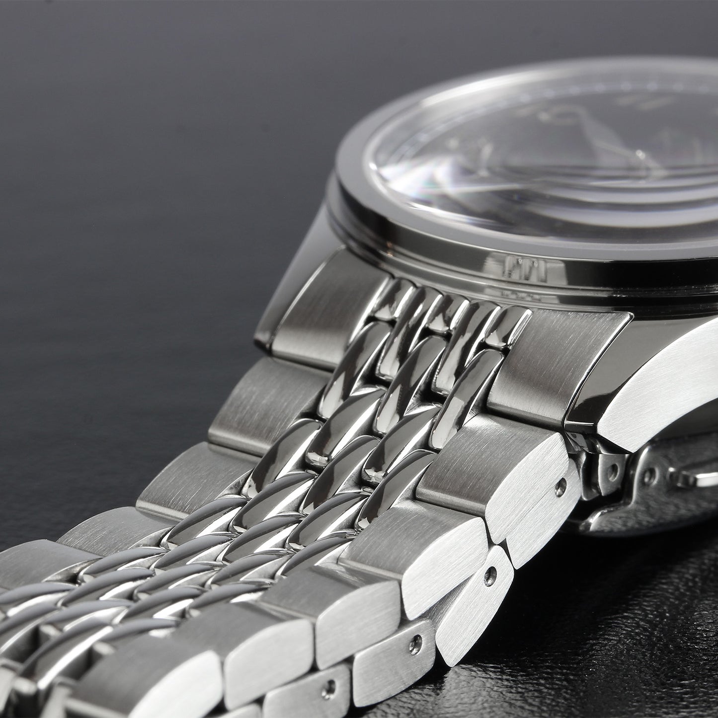 KNIS KOKU Automatic Breguet Numerals Black / Engraved Dial Stainless Steel Bracelet (KN005-BGBKRC)