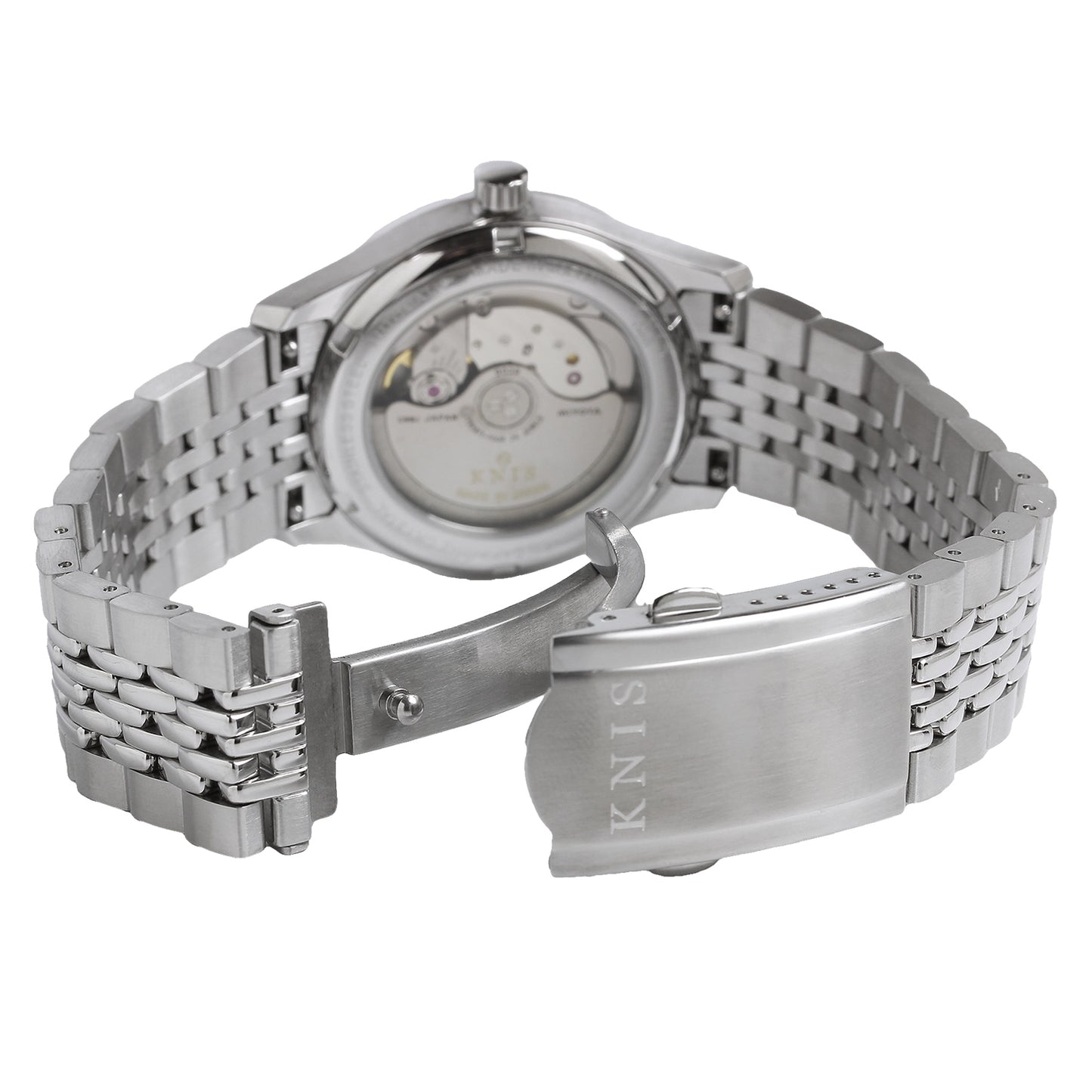 KNIS KOKU Automatic Breguet Numerals Black / Engraved Dial Stainless Steel Bracelet (KN005-BGBKRC)