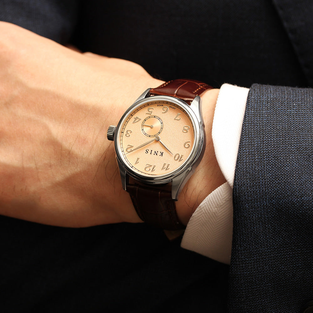 KNIS KODOU 自動巻き 日本製 スモールセコンド レザー サーモンピンク 桜霞 KN009-SPKBRLE