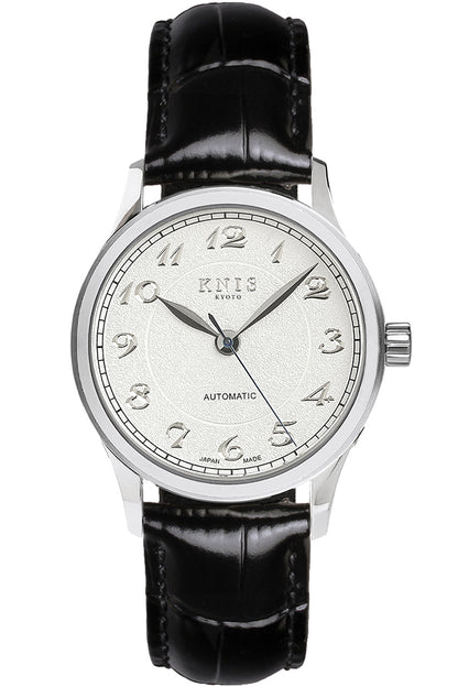 KNIS KOKU Automatic Breguet Numerals White / Engraved Dial Leather Strap (KN005-BGWHLE)