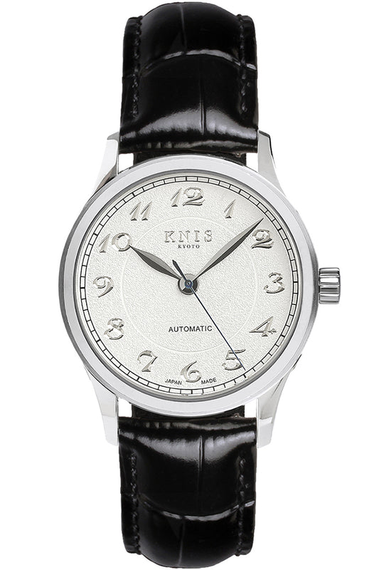 KNIS KOKU Automatic Breguet Numerals White / Engraved Dial Leather Strap (KN005-BGWHLE)