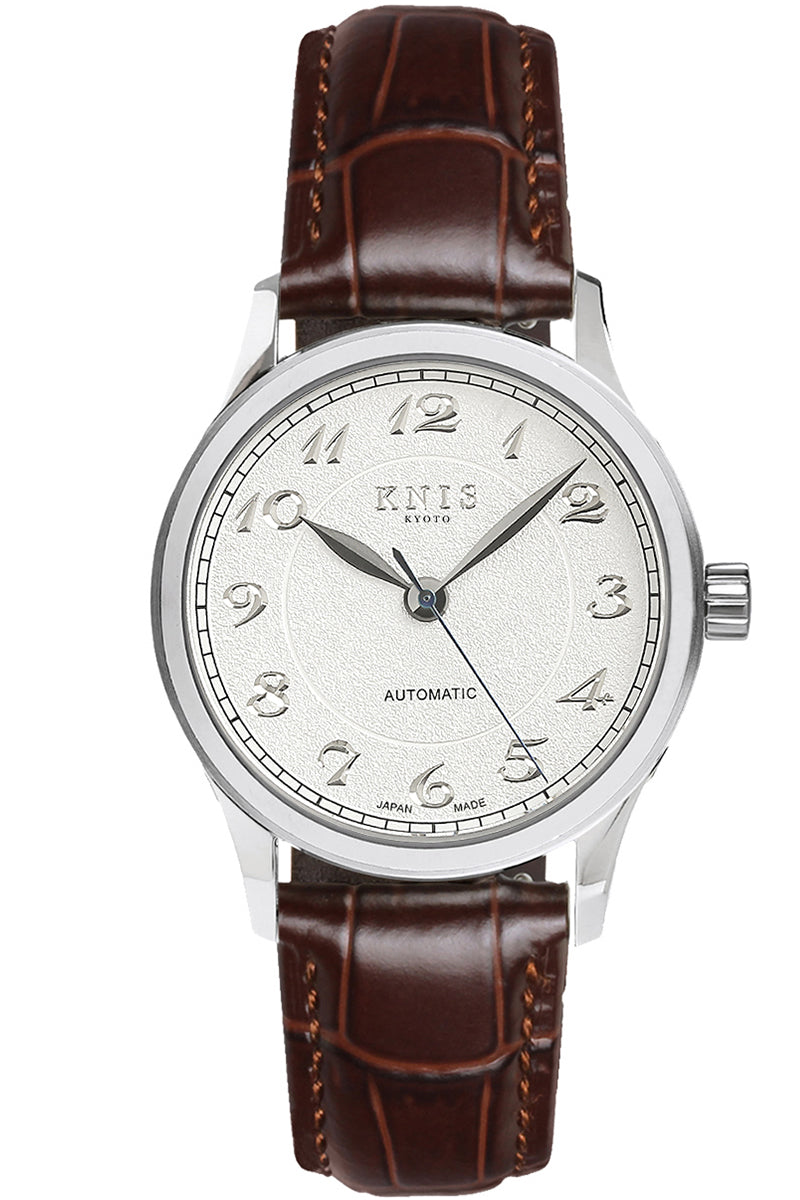 KNIS KOKU Automatic Breguet Numerals White / Engraved Dial Leather Str