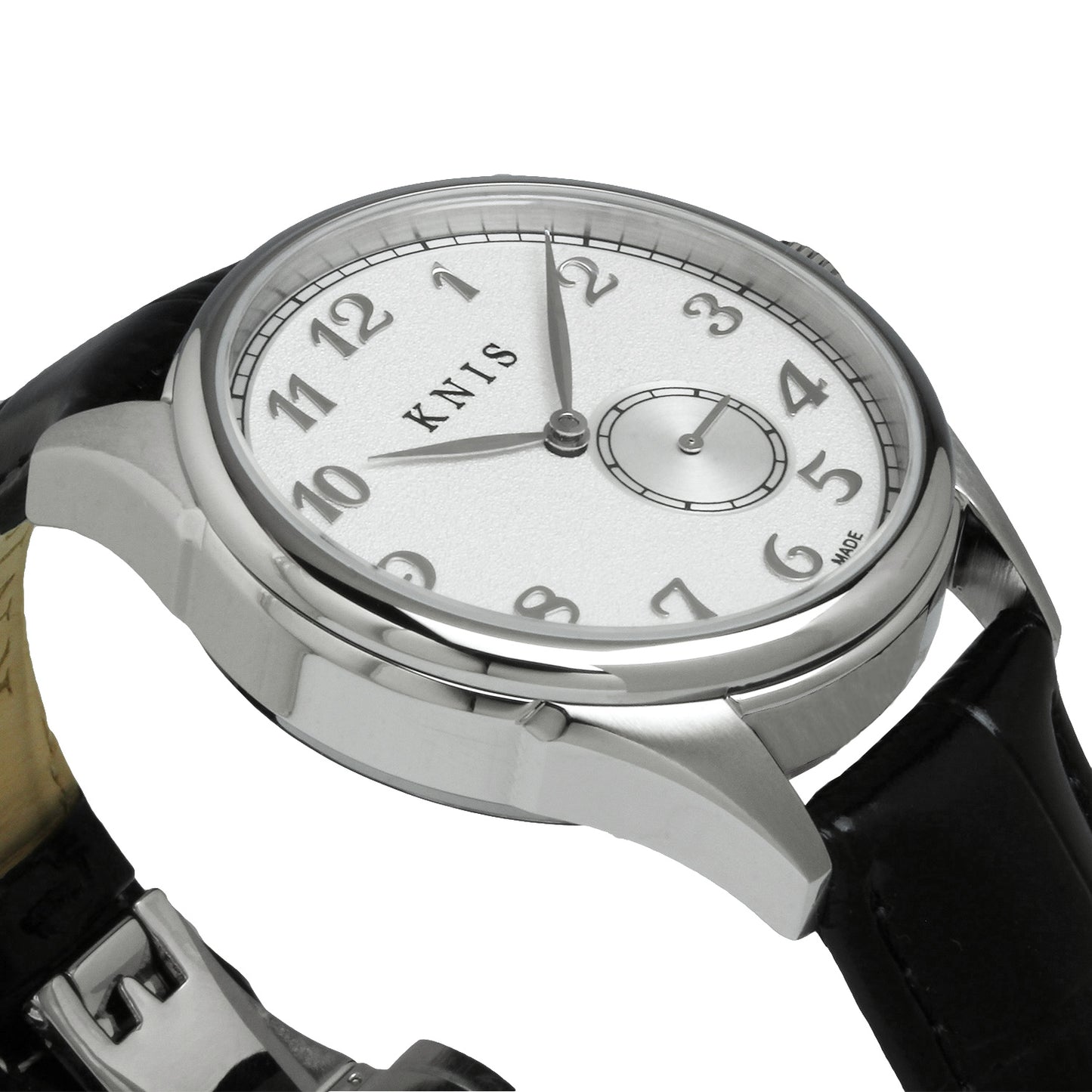 KNIS KODOU Small Seconds Automatic – White / Black Leather Strap (KN009-WHBKLE)