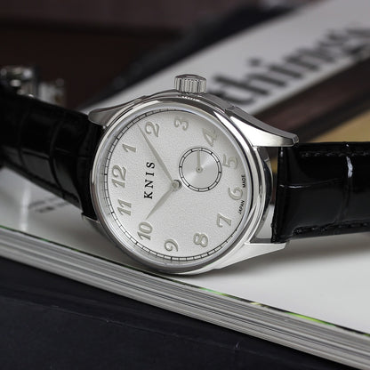 KNIS KODOU Small Seconds Automatic – White / Black Leather Strap (KN009-WHBKLE)