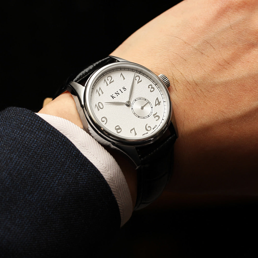 KNIS KODOU Small Seconds Automatic – White / Black Leather Strap (KN009-WHBKLE)