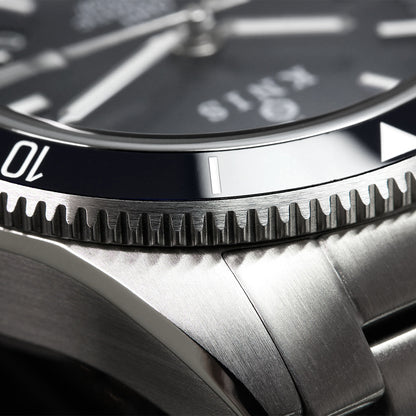 KNIS GMT Automatic Divers Watch Black / Stainless Steel Bracelet (KN007-BK) 