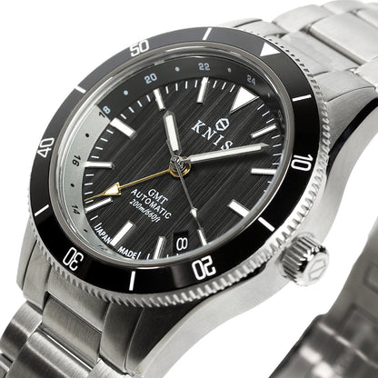 KNIS GMT Automatic Divers Watch Black / Stainless Steel Bracelet (KN007-BK) 