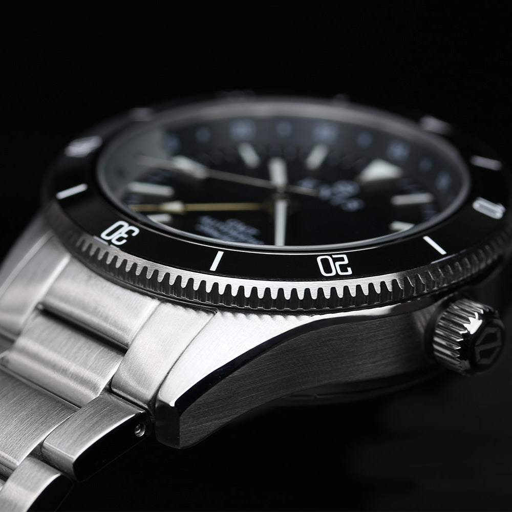 KNIS GMT Automatic Divers Watch Black / Stainless Steel Bracelet (KN007-BK) 