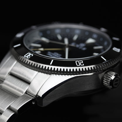 KNIS GMT Automatic Divers Watch Black / Stainless Steel Bracelet (KN007-BK) 