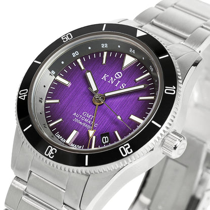 KNIS GMT ダイバーズ 自動巻き 日本製 ステンレスベルト パープル KN007-PP