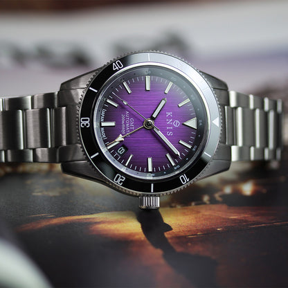 KNIS GMT ダイバーズ 自動巻き 日本製 ステンレスベルト パープル KN007-PP