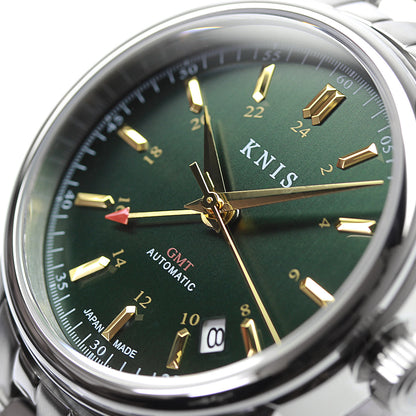 KNIS Classic GMT Automatic Green / Brown Leather Strap (KN008-GRBRLE)