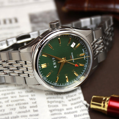 KNIS CLASSIC GMT 自動巻き 日本製 ライスブレスレット グリーン KN008-GRRC