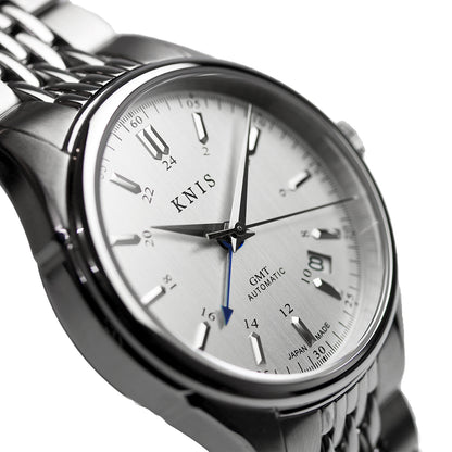 KNIS CLASSIC GMT 自動巻き 日本製 ライスブレスレット シルバー KN008-SVRC