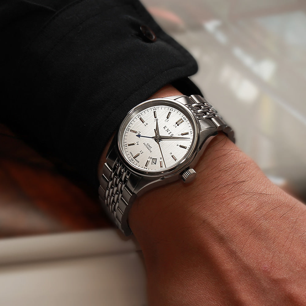KNIS CLASSIC GMT 自動巻き 日本製 ライスブレスレット シルバー KN008-SVRC