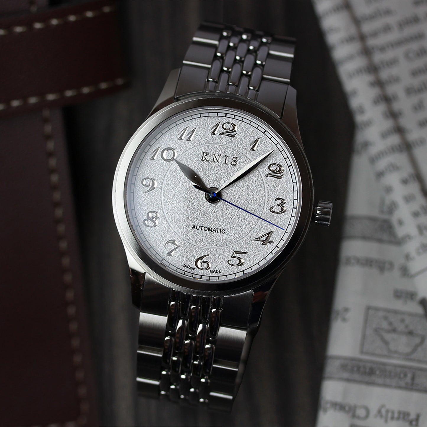 KNIS KOKU Automatic Breguet Numerals White / Engraved Dial Stainless Steel Bracelet (KN005-BGWHRC)