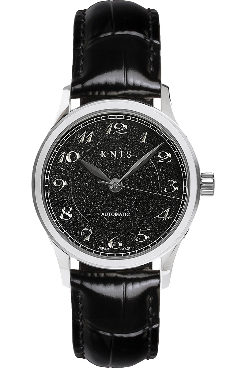 KNIS KOKU Automatic Breguet Numerals Black / Engraved Dial Leather Strap (KN005-BGBKLE)