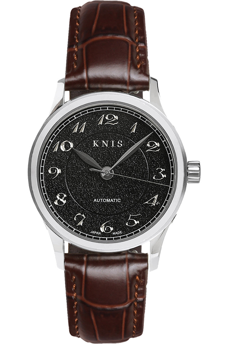 KNIS KOKU Automatic Breguet Numerals Black / Engraved Dial Leather Strap (KN005-BGBKLE)