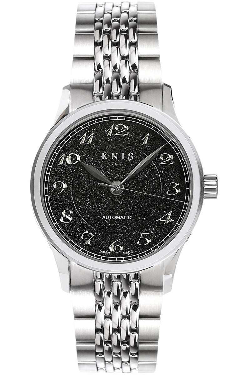 KNIS KOKU Automatic Breguet Numerals Black / Engraved Dial Stainless Steel Bracelet (KN005-BGBKRC)