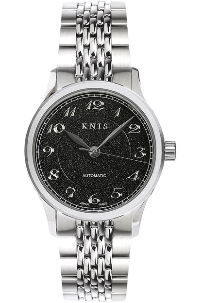 KNIS KOKU Automatic Breguet Numerals Black / Engraved Dial Stainless Steel Bracelet (KN005-BGBKRC)