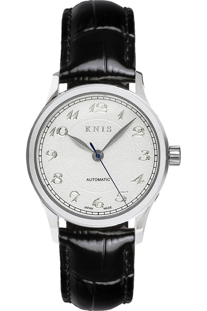 KNIS KOKU Automatic Breguet Numerals White / Engraved Dial Leather Strap (KN005-BGWHLE)