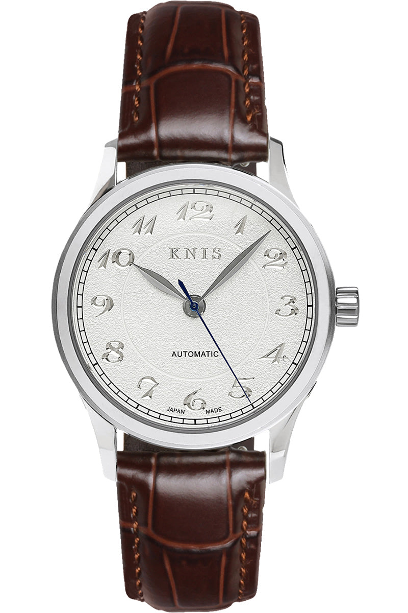 KNIS KOKU Automatic Breguet Numerals White / Engraved Dial Leather Strap (KN005-BGWHLE)