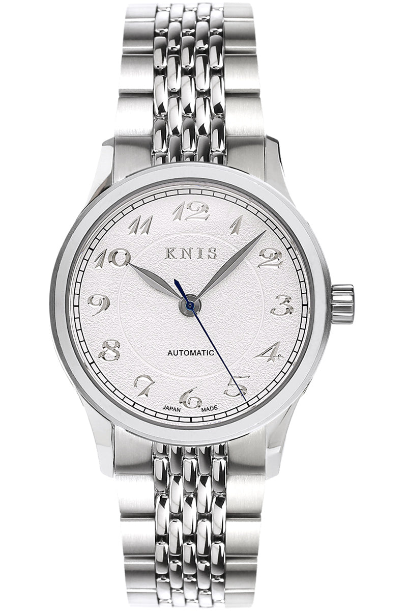 KNIS KOKU Automatic Breguet Numerals White / Engraved Dial Stainless Steel Bracelet (KN005-BGWHRC)