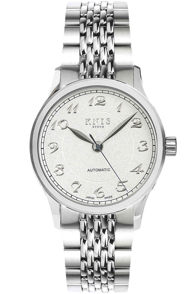 KNIS KOKU Automatic Breguet Numerals White / Engraved Dial Stainless Steel Bracelet (KN005-BGWHRC)