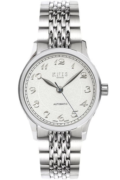 KNIS KOKU Automatic Breguet Numerals White / Engraved Dial Stainless Steel Bracelet (KN005-BGWHRC)