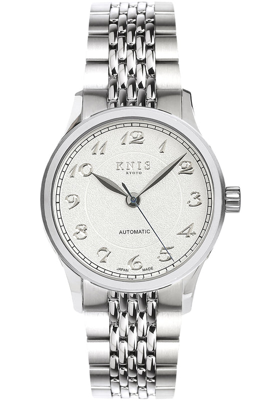 KNIS KOKU Automatic Breguet Numerals White / Engraved Dial Stainless Steel Bracelet (KN005-BGWHRC)