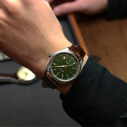 KNIS Classic GMT Automatic Green / Brown Leather Strap (KN008-GRBRLE)